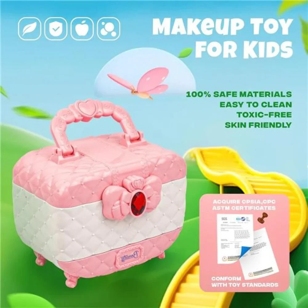 BELLOCHIDDO Kids Makeup Kit - 41 Pcs Real Makeup Set for Little Girls - Prtend P